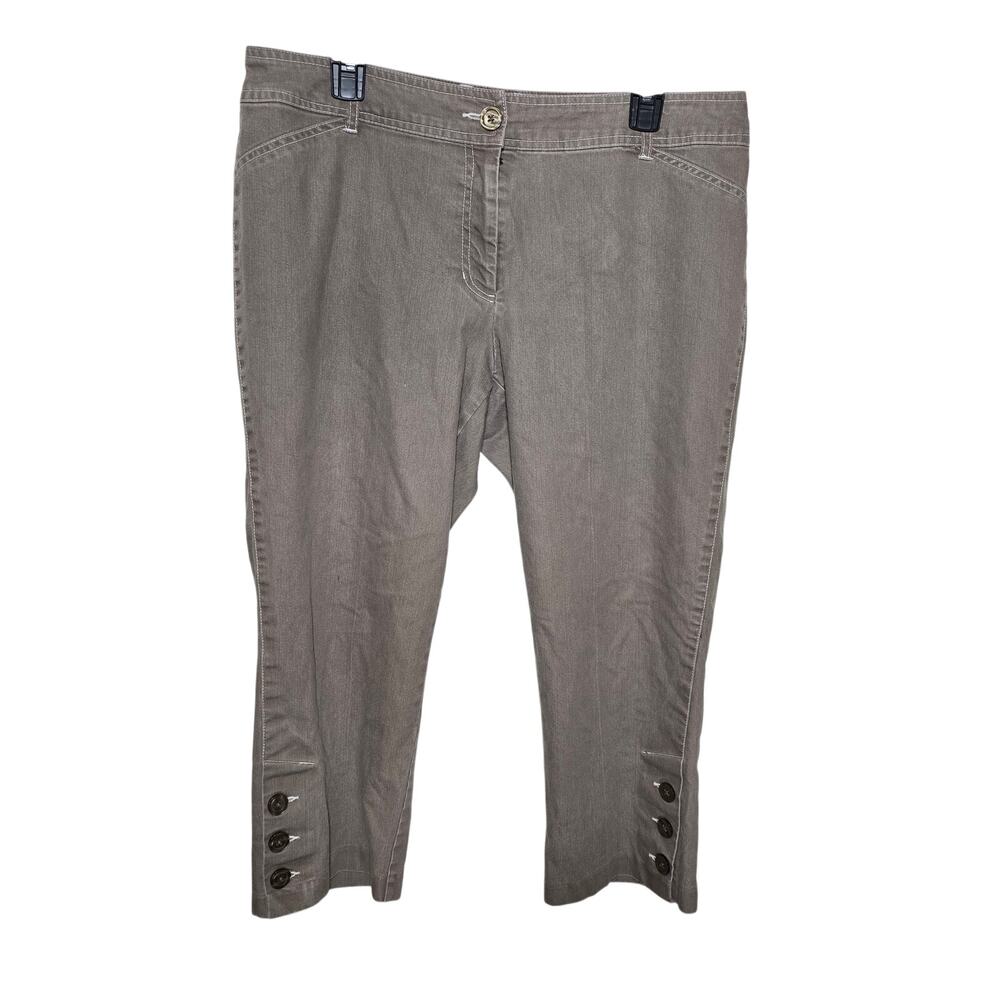 Tribal Studio Womems Capri Pants Button Accents Light Brown Size 12